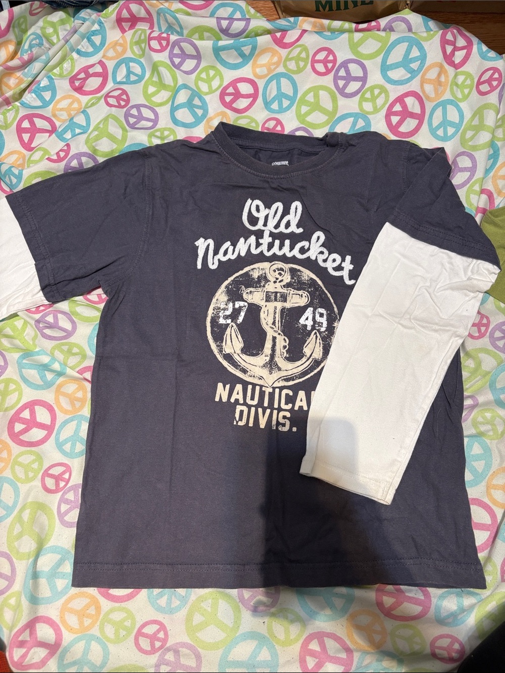 Old Nantucket Nautical Divis. Layered-Look Kids Tee - Navy & White (Gymboree)